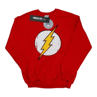 (XXL, Red) DC Comics Mens Flash Distressed Logo Sweatshirt