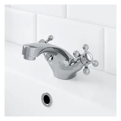 Traditional Bathroom Mono Basin Sink Mixer Tap Brass Cross Head Handle Chrome