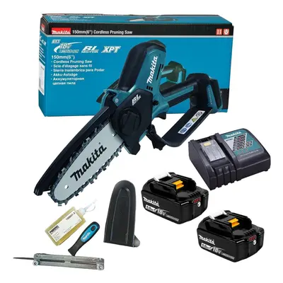 Makita DUC150Z Cordless Brushless Pruning Saw 18V 150mm 2x 5Ah Battery + Charger