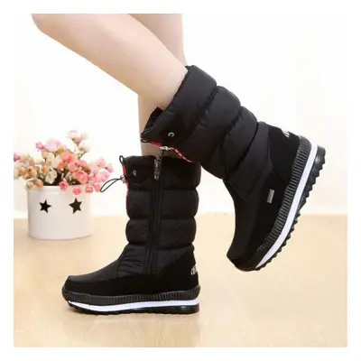 (black, 36) Winter Snow Boots Women&apos;s High Cotton Boots Winter Thickened Waterproof And Ant