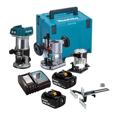 Makita DRT50RTJX2 18v Cordless Brushless Laminate Router Trimmer Plunge Base 5ah