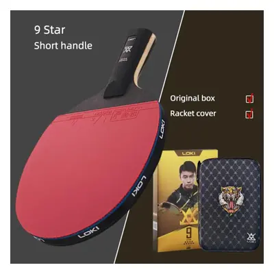 (9 Star Short Handle) Loki 7/8/9 Star Professional Ping Pong Racket Attack-loop High Sticky Tabl