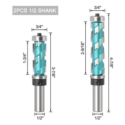 (blue, 2pcs 12.7mm shank) 12mm 1/2inch Shank Flush Trim Solid Carbide Spiral Top Bearing Cnc Rou