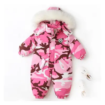 (light pink, 110cm) Winter Baby Clothes Thicken Warm Snowsuits For Baby Girl Boy Hooded Jackets 