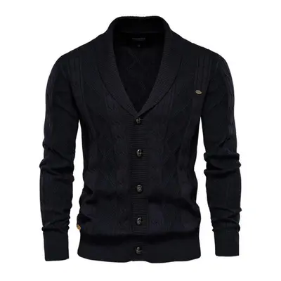 (black, 82-90 kg) Aiopeson Cotton Cardigan Men Casual Single Breasted Solid Color Business Mens 