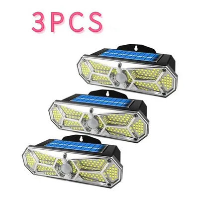 (3 PCS) 1/2pack 126led Solar Powered Streets Wall Light Pir Motion Sensor Dimmable Lights Outdoo