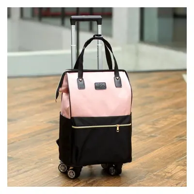 (pink, L) Short Distance Travel Large Capacity Waterproof Luggage Bag Boarding Trolley Box Light