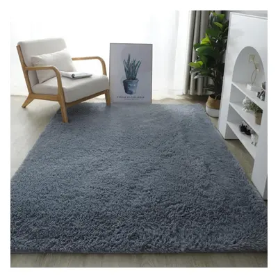 (grey, 140X200cm) Solid Plush Carpets For Living Room Long Piles Furry Carpets Bedroom Home Deco