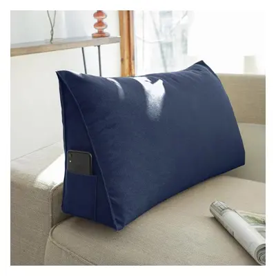 (navy blue, 60*35*20cm) Large Backrest Living Room Bedside Rectangular Backrest Cushion Queen Pi