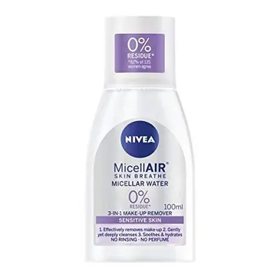 NIVEA MicellAIR Skin Breathe Micellar Water (100 ml), 3-in-1 Sensitive Make Up Remover, Micellar