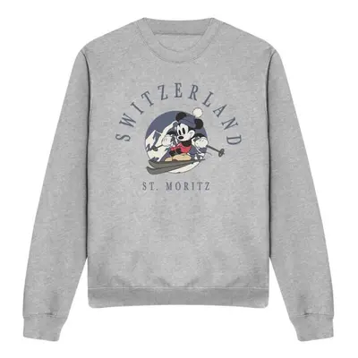 (S, Sport Heather) Disney Unisex Adult Switzerland Mickey Mouse Sweatshirt