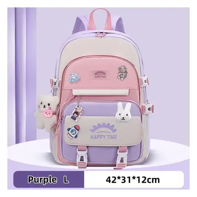 (purple, L) Girl&apos;s Schoolbag Cute Korean Style Student Backpacks School Bags For Teenage Gi