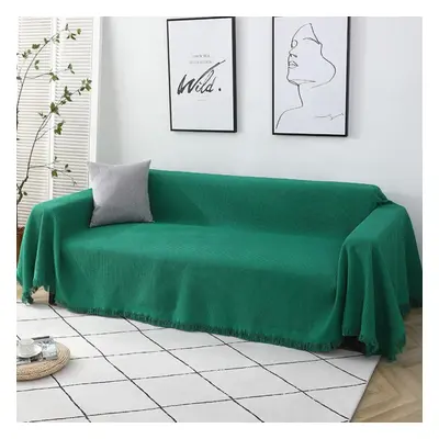 (green, 180*260cm) Sofa Towel Throw Blanket Solid Color Knitting Sofa Covers Blanket Plaid Towel