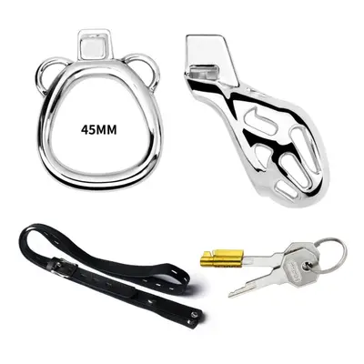 (silver, 45mm) Wearable Male Chastity Lock Stainless Steel Metal Cb Lock Penis Cage Slave Sex To