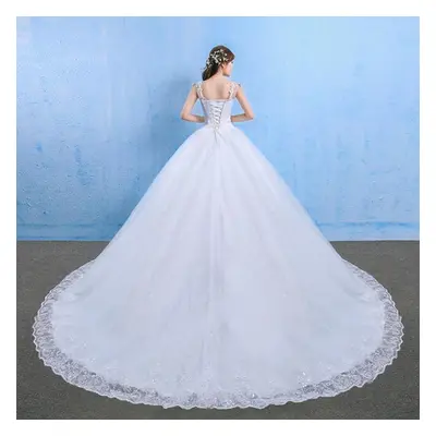 (white, XXXXXXL) Wedding Dress One Shoulder Summer Large Size Diamond Bride Wedding Luxury Long 