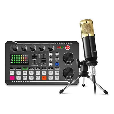 Podcast Equipment Bundle, Sound Card Microphone (120KHz/24 Bit) and Professional Audio Mixer for