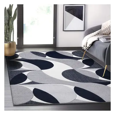 (KENZO- NAVY, X CM) LIVING ROOMS RUGS LARGE ABSTRACT GEOMATRIC DESIGN HIGH QUALITY ANTI SLIP CAR