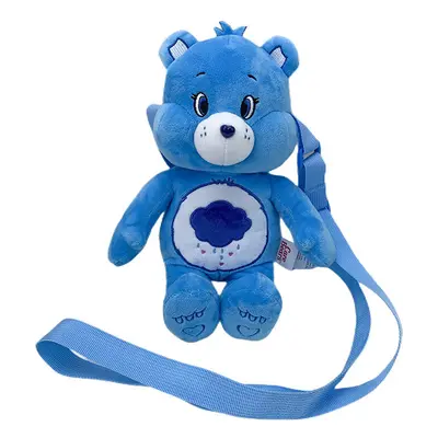 (Blue) Plush Carebears Toy Backpack Rainbow Cartoon Cute Brithday Gift Kids Doll Girls