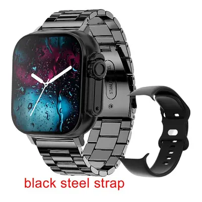 (Black steel) For Apple Series Watch PK HELLO WATCH Smart Watch Men Compass