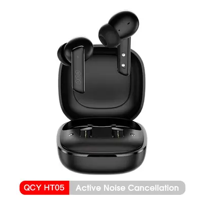 (HT05 Black) QCY HT05 ANC Wireless Earphone 40dB Noise Cancelling Bluetooth 5.2 Headphone