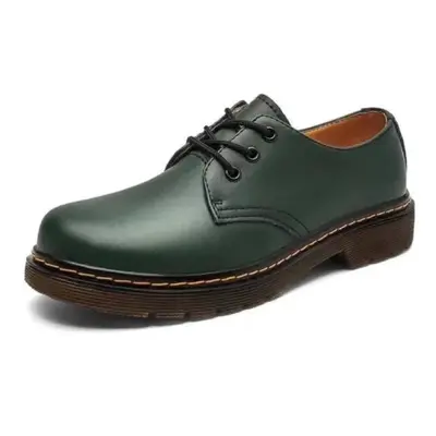 (Green, UK 9.5=EU 44=270 mm) Mens Womens Martin Boots 3-Eye Black Smooth Oxford Sole Leather Sho