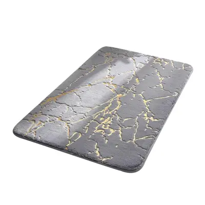 (Grey, 50x80cm) Non-Slip Soft Thick Absorbent Marble Design Bathroom Mat