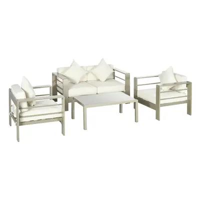 Outsunny PCs Aluminium Garden Furniture Set w/ Thick Padded Cushion