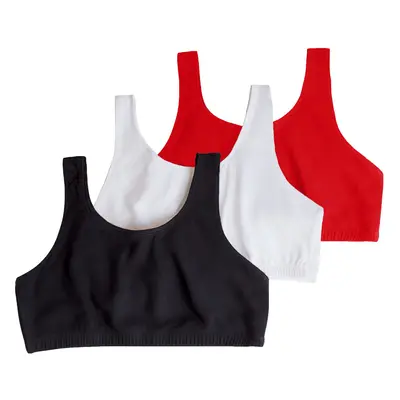 Fruit of the Loom Women's Built Up Tank Style Sports Bra Fashion Colors Red Hot/White/Black