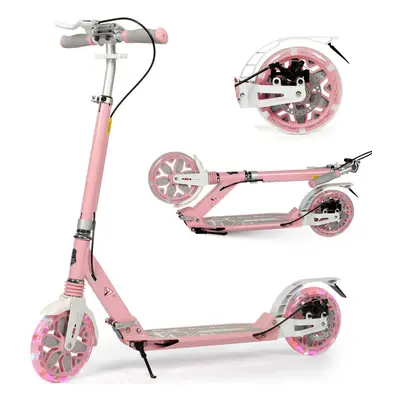 (Pink) Scooter for Kids Age with Light-up Wheels, 200mm Big Wheels Adult Scooters with Disc Brak