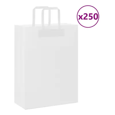 (white, x x cm/ pcs) vidaXL Paper Bags pcs with Handles White 21x11x28 cm Paper Grocery Bag