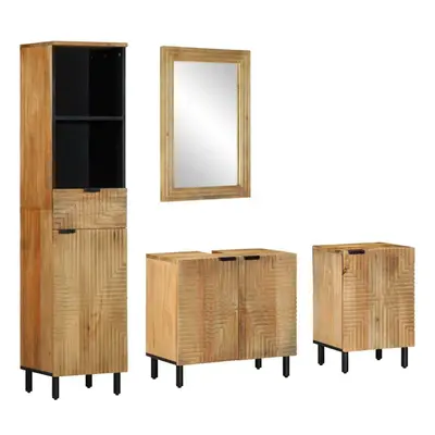 vidaXL Piece Bathroom Furniture Set Brown Solid Wood Mango bathroom cabinet