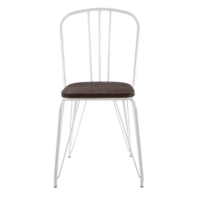 Premier Housewares District White Metal and Elm Wood Chair