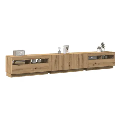 vidaXL TV Cabinet with LED Lights Artisan Oak 260x35x40 cm Engineered Wood