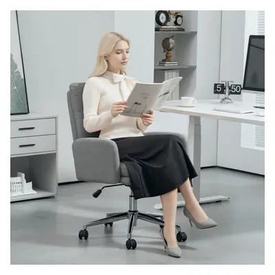 HOMCOM Upholstered Desk Chair with Height Adjustable, Grey