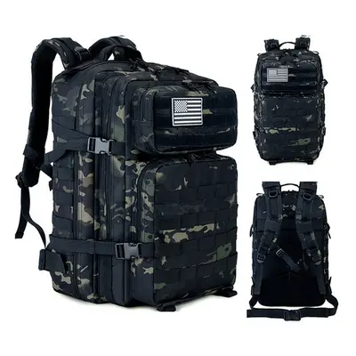 (Black CP) 50L Man/Women Hiking Trekking Bag Military Tactical Backpack Army Waterproof Molle Bu