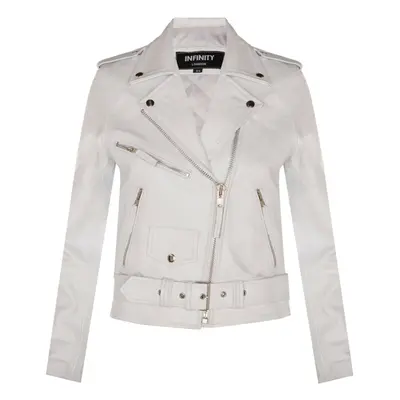 (20) Womens White Brando Cow Hide Leather Biker Jacket