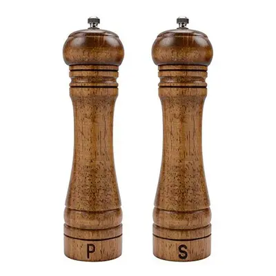 Haomacro Salt and Pepper Mill Set, Wooden Salt and Pepper Grinders, Shakers with Ceramic Core- I