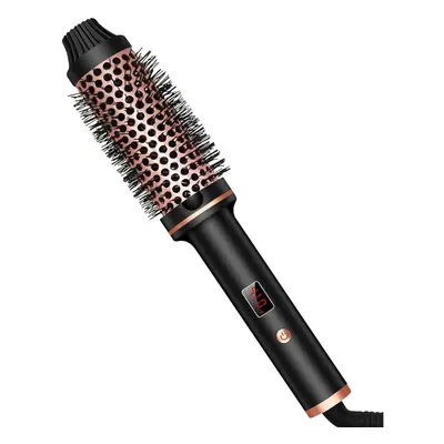 (blackgold) Hair Curling Iron Brush Ceramic Thermal Brush Heated Round Brush Hair Electric Heati