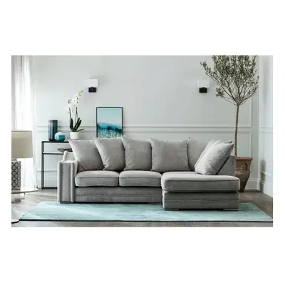 (Right Hand, Seal Grey) Luxury Cruise Corner Sofa- Studded Arms