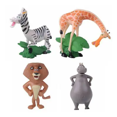 4pcs Movie Madagascar Action Figures Cake Toppers Animal Penguin Kids Gift Toys