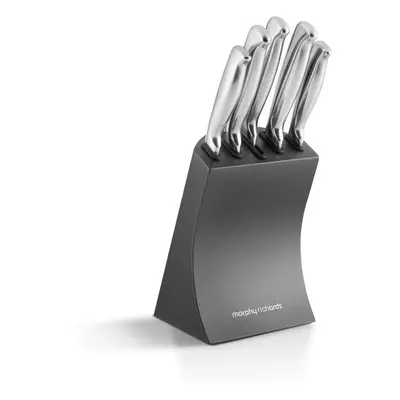 Morphy Richards Accents 5 Piece Knife Block with High Grade Polished Stainless Steel, Titanium