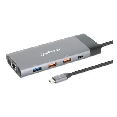 Manhattan USB-C Dock/Hub, Ports (x10): Ethernet, HDMI (x2 8k),...