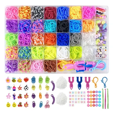 2700+ Loom Bands Kit, Colors Loom Rubber Bands with Clips Charms Beads and Other Accessories for