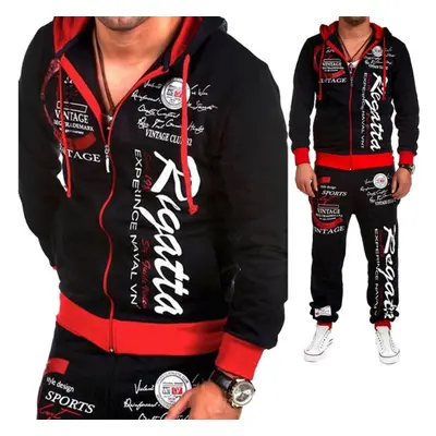 (red, 3XL) Man Clothing Fashion Hooded Tracksuit Men Loose Printing Athletic Suit Jogging Suits