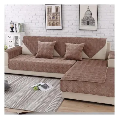 (light coffee, 90x210cm 1pcs) Sofa Cover Solid Color Non-slip Sofa Cushion Towel For Living Room