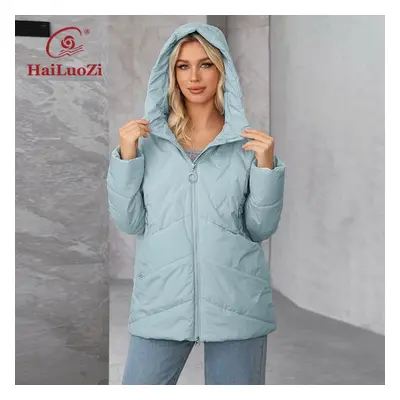 (mint green, 4XL) Hailuozi New Large Size Women&apos;s Jacket Short Hooded Quilted Women Jacket 