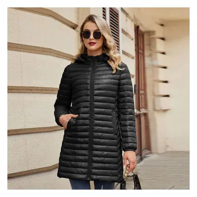 (black, L) Ziai Autumn Winter Women&apos;s Jacket Warm Hooded Padded Puffer Coat Ultra Light Dow