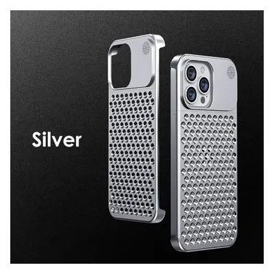 (silver, For Iphone Pro) Metal Heat Dissipation Phone Case For Iphone 13 14 Pro Max Plus Cooling