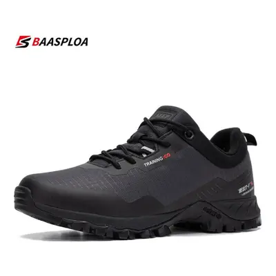 (grey, 45) Baasploa Man Non-slip Sneakers Wear-resistant Hiking Shoes Men Outdoor Waterproof Sne