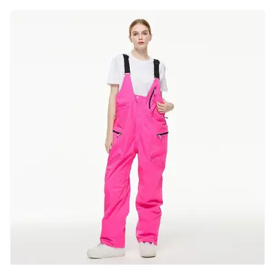 (as the picture, M) Women And Mens Skiing Snow Bibs Adjustable Overalls Pants Windproof Waterpro